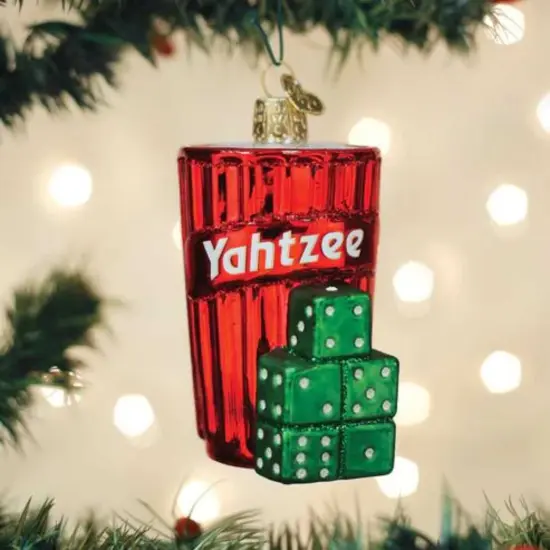 Old World Christmas 3.75 In Yahtzee&reg; Tree Ornament , Ornament Hasbro Dice Game Red {3}