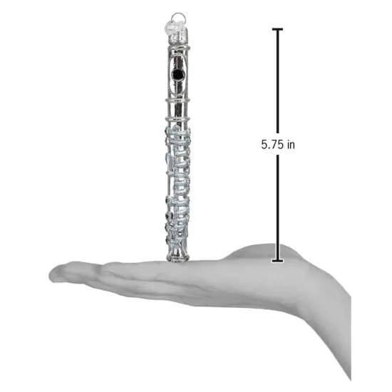 Old World Christmas 5.75 In Flute Tree Ornament , Instrument ChristmasMusic Band Silver {2}