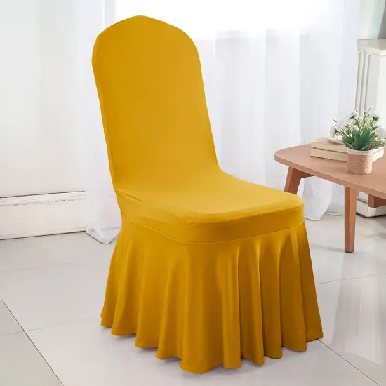 Spandex Banquet Skirt Chair Cover Gold Stretch Elegant Wedding Event Decor {2}