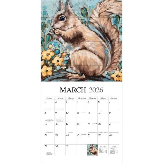 Barnyard Friends | 2026 12 x 24 Inch (Hanging) Monthly Square Wall Calendar | Featuring the Artwork of Molly Strong | Plastic-Free {2}
