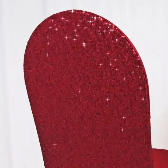 1 Piece Apple Red Sequin Chair Cover, Stretch Spandex Fit for Banquet Events {3}