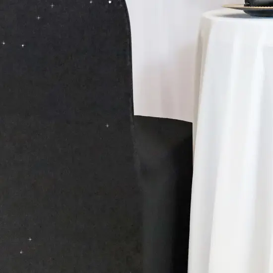 1 Piece Black Sequin Spandex Chair Cover Elegant Stretch Fit for Banquet Events {5}