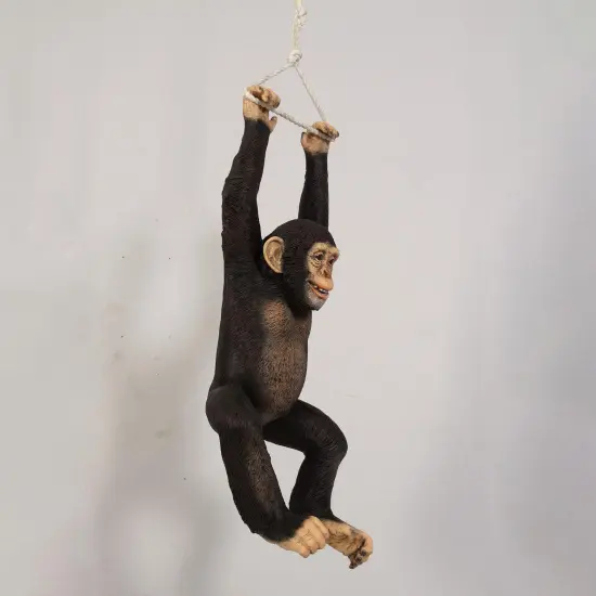 Monkey Chimpanzee Hanging On Rope Life Size Statue {4}