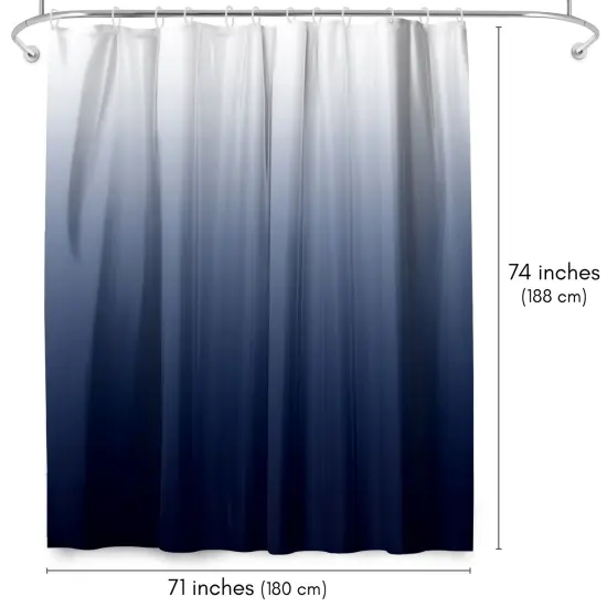 Americanflat 71x74 Ombre Blue Shower Curtain - Water Resistant - Polyester Fabric {2}