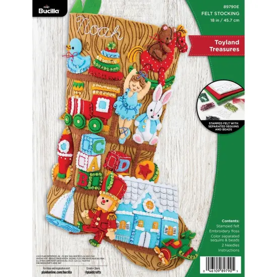 Bucilla Felt Stocking Applique Kit 18" Long-Toyland Treasures {1}