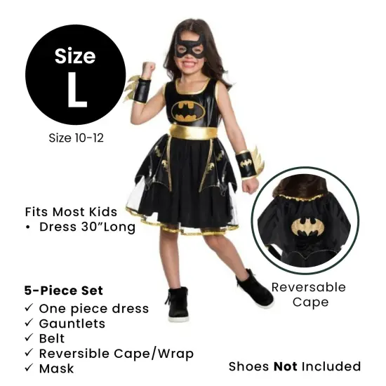 Rubies Girls Batgirl Tutu Dress Kids Halloween Costume - Large 10-12 Black {5}