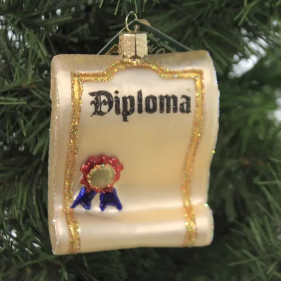 Old World Christmas 3.75 In Diploma Tree Ornament , Graduation Commencement Off-White {3}