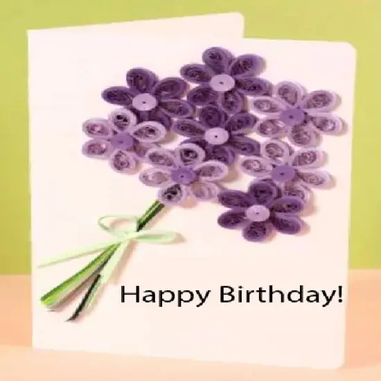 Greeting Card Making Kit. Lilac Flowers DIY Quilling Kit F07M3-5-FL1 {1}