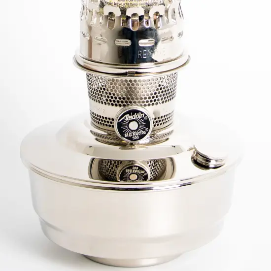 Aladdin Oil Fuel Lamp, Indoor Emergency Lighting for Shelf, Table or Hanging, Chrome or Brass Finish {5}