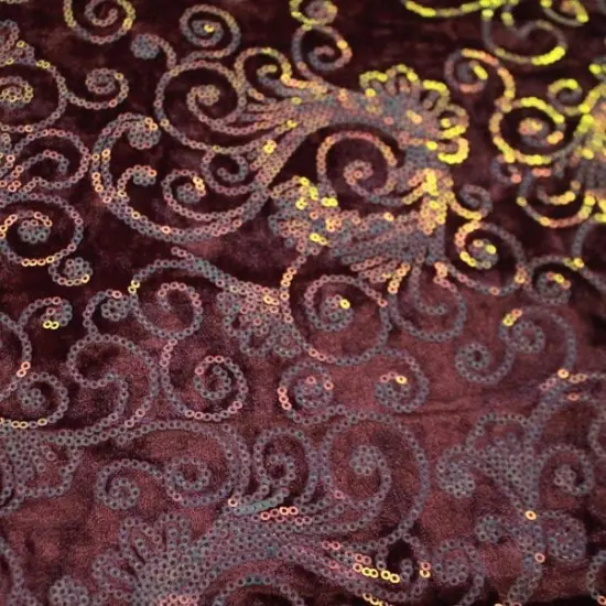 Aria Stretch Velvet Sequin Fabric Mauve/Pearl {1}
