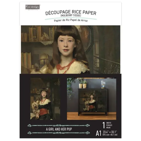 Redesign A1 Decoupage Rice Paper (Mulberry Tissue Paper) &ndash; A Girl And Her Pup - 23.4&Prime;X33.1&Prime; {2}