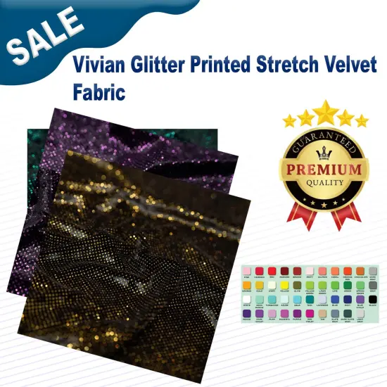 Vivian Glitter Printed Stretch Velvet Fabric Black/Copper {2}
