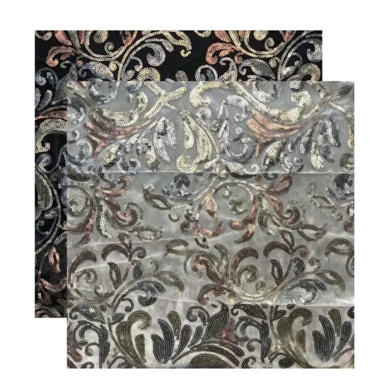 Arabella Stretch Velvet Sequin Fabric Black {5}