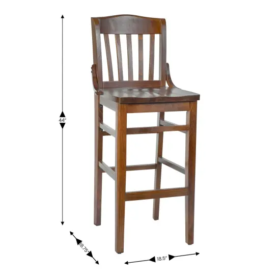 Emma and Oliver School House Back Wooden Restaurant Dining Barstool Mahogany {11}