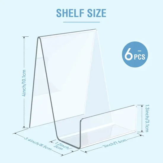 6 Pieces Acrylic Book Stand, Clear Easel Stand for Display, Book Display Holder, Display Stand for Album, CD, Magazine, Postcard, Picture, Plate, Artworks, Phone, Tablet {1}