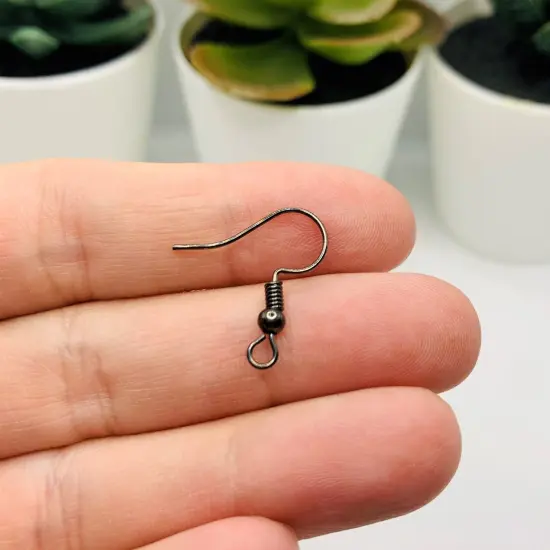 100 or 500 Pieces: Gunmetal Gray Fish Hook Earring Wires with Spring and Ball {3}