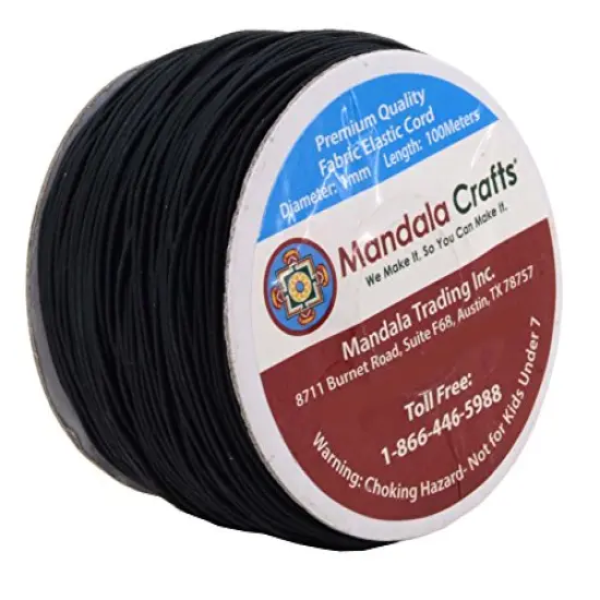 109 Yards Mandala Crafts 1 mm Elastic Cord Stretchy String for Bracelets, Necklaces, Jewelry Making, Beading, Masks; Black {1}