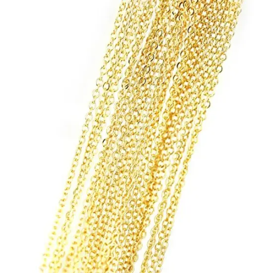 10 Pieces - 17.5inch 16K Gold Plated Finished Cable Chain Necklace Chain Bulk Discount Jewelry Necklace Chain Bulk Chain Wholesale Jewelry Supply - 10PCHN (Gold) {1}