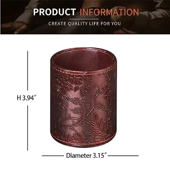 Pen Holder for Desk Cute, Desk Organizers and Workspace Accessories Storage, Pencil Holder Cup for Makeup Brush/Art Supplies/Stationery, Decorative Aesthetic Office Organization, PU Leather {1}