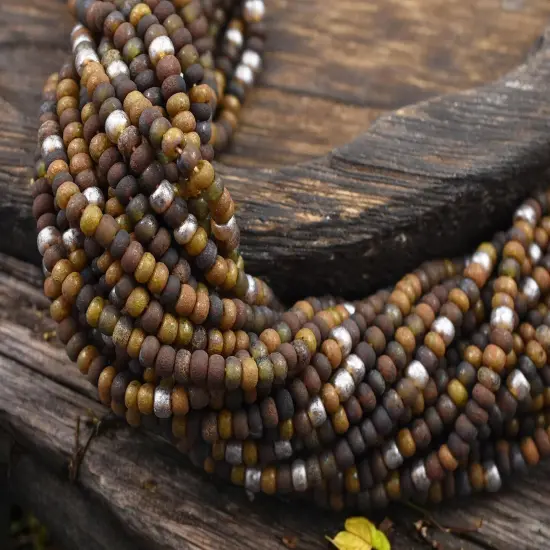 6/0 Aged Matte Honeycomb Picasso Mix Seed Beads (20" Strand) {2}