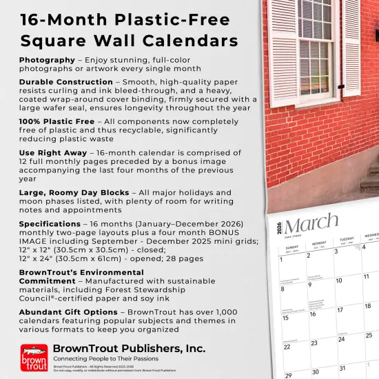 Land of Lincoln | Illinois Places | 2026 12 x 24 Inch (Hanging) Monthly Square Wall Calendar | Plastic-Free {6}