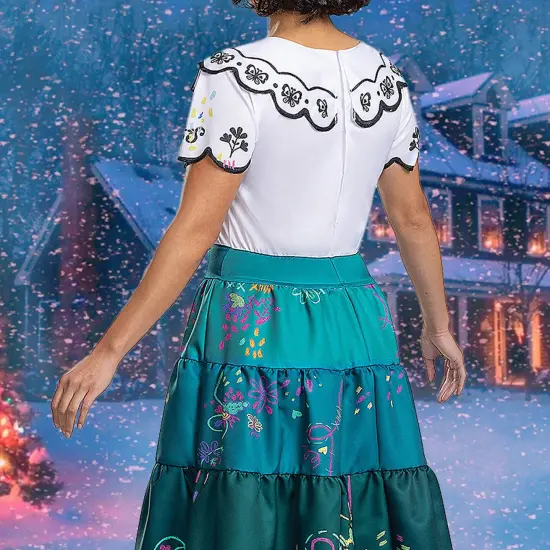 Deluxe Womens Mirabel Madrigal Costume Colorful, Encanto Dress With Shoulder Bow Detail {5}