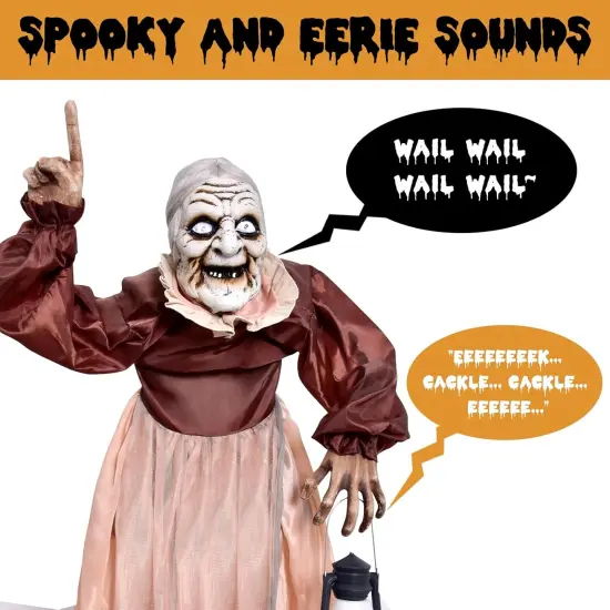 5FT Halloween Animatronics Life Size Witch Scary Prop {3}
