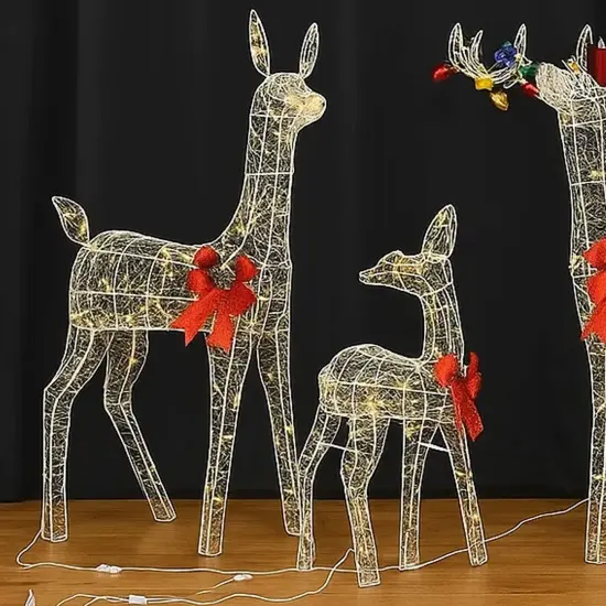 PVC Iridescent Stripes Deer Set of 3 - 52, 46, and 29 Inches Decor {5}