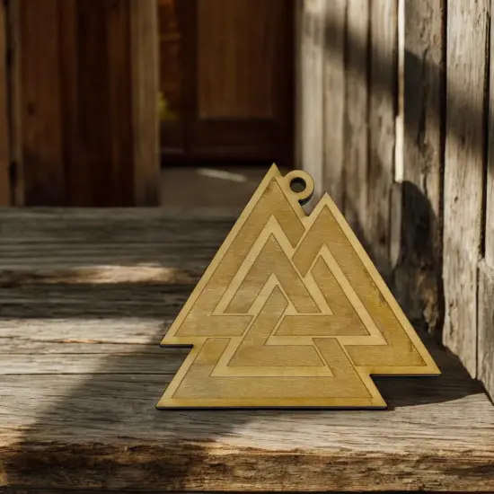 Ornament - Valknut- Raw Wood 3x3in {5}