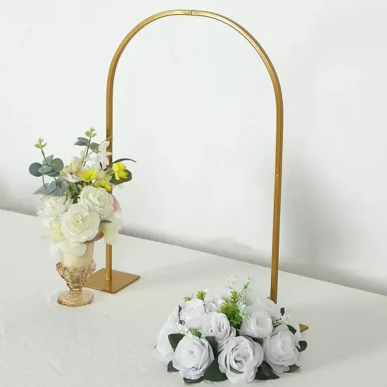 35" Gold Metal Floral Chiara Arch Table Centerpiece with Rounded Top Wedding {2}