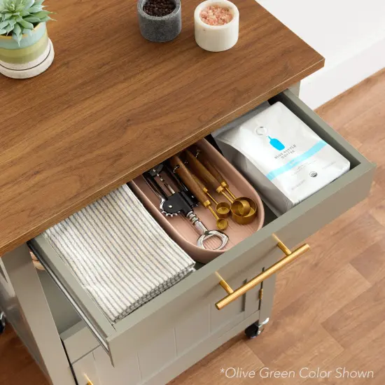 Best Choice Products Rolling Kitchen Island Cart, Single Door Cabinet w/ Drawer, Sliding Tray, Outlet White {5}