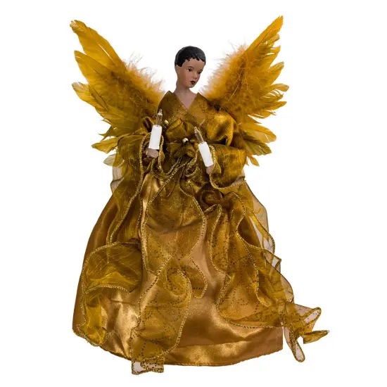 UL 10-Light African American Gold Angel Treetop {2}