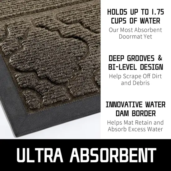 Welcome Mat Outdoor Indoor, 29.5x17 All-Season Waterproof Front Door Mat, All-Weather Heavy Duty Doormat, Low Profile Porch Patio Entrance Mat, Non Slip Outside Mat, Coffee {5}
