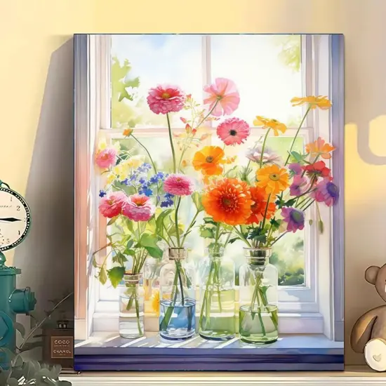 Flowers Paint by Numbers Kit for Adults-Flower Adult Paint by Number Kits on Canvas,Flowers Painting by Number Adult for Gift Home Wall Decor(16x20inch) {3}