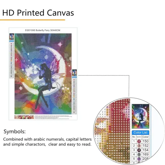 Diamond Painting Kit for Adults 12x16 Inches / 30x40cm Butterfly Fairy Moon Girl Diamond Art Beginner DIY Crafts Kit Full Round Drill {3}