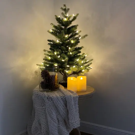 Christmas Tree Tabletop Icelandic Fir Color+Clear LED Battery Operated (3') - HOLIDAY TREE {2}