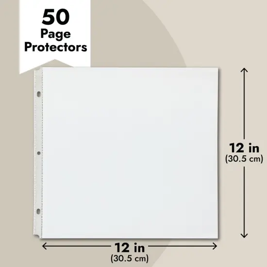 50-Pack 12x12 Scrapbook Refill Pages, Protective Sleeves, Page Protectors for Memory Books, Hole Punched, Durable Plastic Material (Clear, 0.16 mm Thick) Bulk Pack {4}