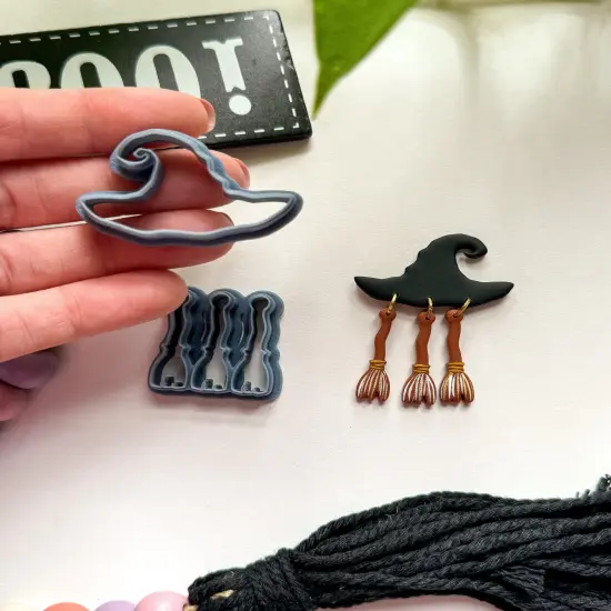 WITCH HAT BROOM DANGLES | HALLOWEEN | CLAY CUTTERS {4}