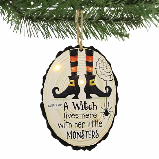 Ganz 4.5 Inch Halloween Light Up Ornament Halloween Tree Ornament , Halloween Decor Haunted Witch Bone Spider WITCH {3}