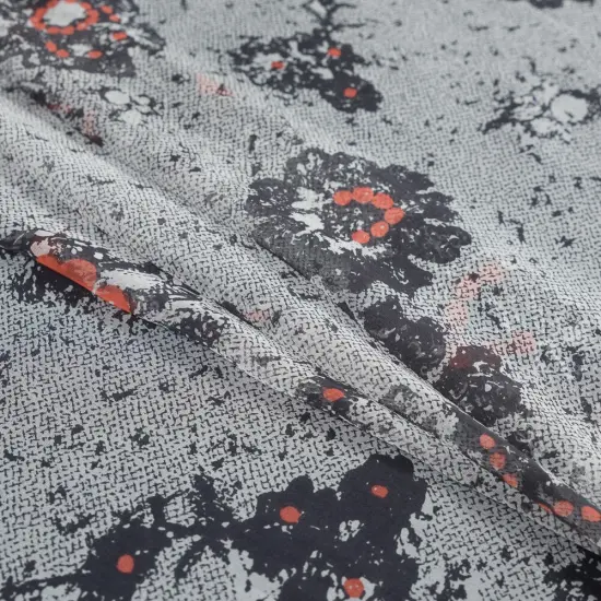 1 Yard Luxury Silk Chiffon 51" Wide Gray, White & Coral Sheer Fabric for Fashion {3}