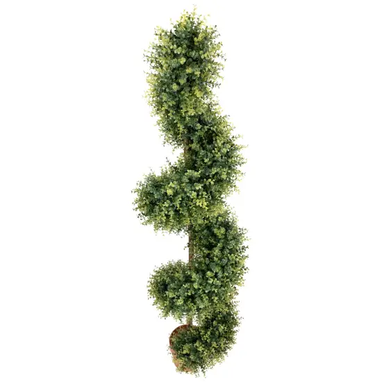 Northlight Potted Two Tone Artificial Boxwood Spiral Topiary Tree - 5.5' Green {5}