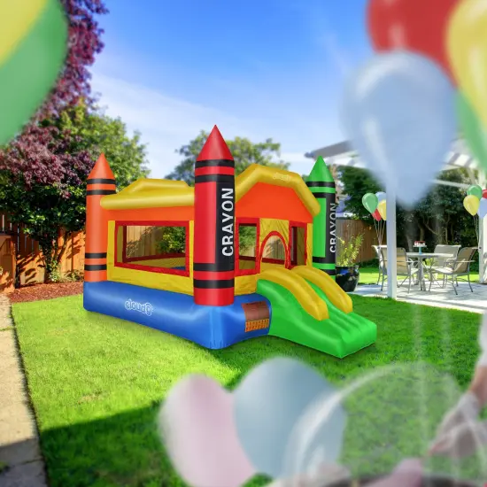 Cloud 9 Mini Crayon Bounce House with Slide, Inflatable Bouncer for Kids, without Blower {6}