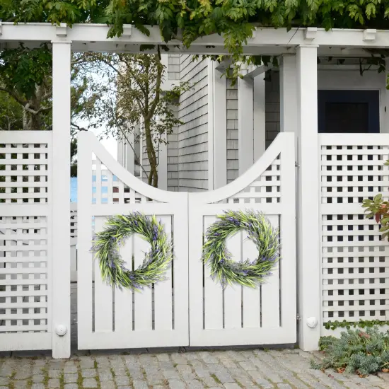 16&rdquo; Lavender Wreath Front Door Small Artificial Flower Farmhouse Purple Wreath for Wall Window Wedding Decor Outdoor Indoor Home Decoration {6}