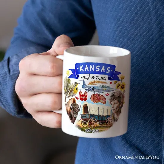 Artistic Kansas State Themes and Landmarks Mug {2}