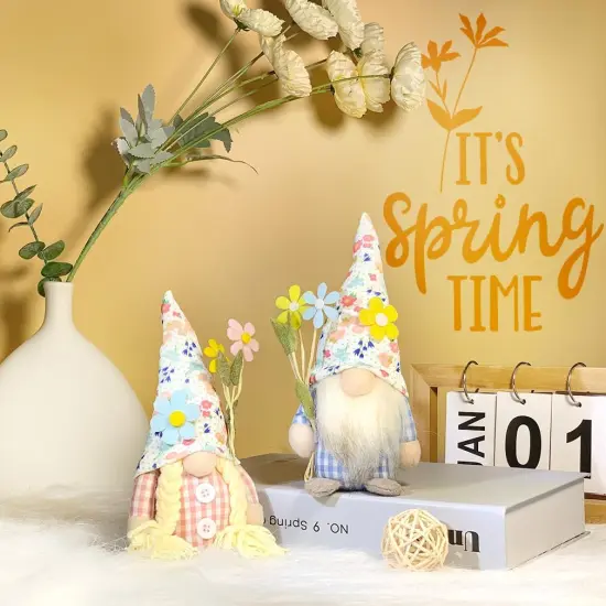 2 Pcs Spring Summer Gnome Decoration, Exquisite Smaller Size 7.5" Spring & Summer {2}