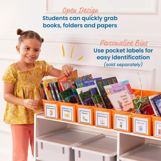 Linking Book Bins, Colorful Connecting Storage Neon Orange {5}