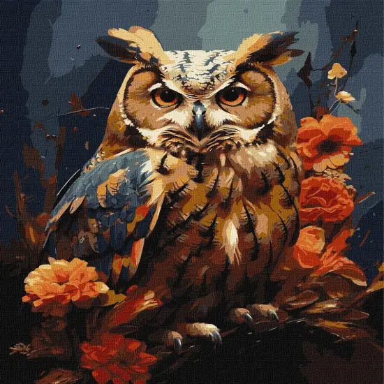 Painting by Numbers kit Forest Owl with extra metallic paints KHO6583 {2}