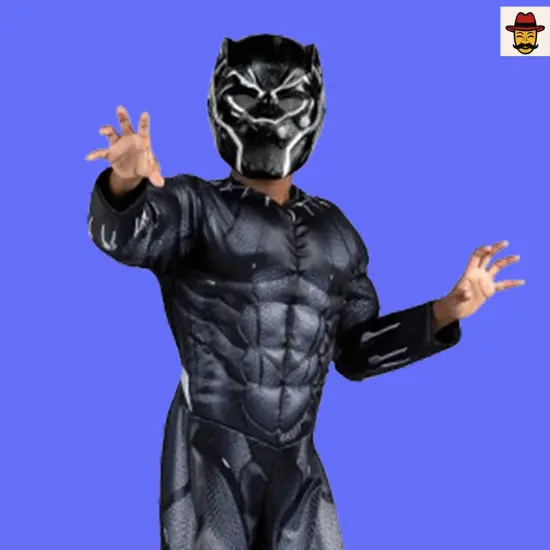 Black Panther Child Costume Padded Jumpsuit Molded Mask Marvel Outfit {2}