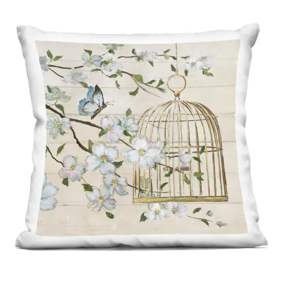 Stupell Industries Shiplap Song Butterfly Branch Indoor Pillow, 18 x 7 x 18 {1}