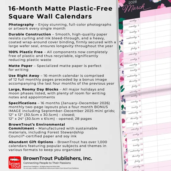 Mom's Family Planner | 2026 12 x 24 Inch (Hanging) Monthly Square Wall Calendar | Matte Paper and Sticker Sheet | Plastic-Free {6}